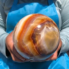 7.85 LB Natural Banded Agate Crystal Sphere Striped Layered Healing 4837 picture