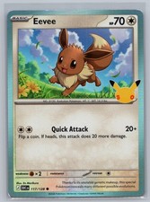 Eevee 117/128 Common ME: 30th Celebration Pokemon Holo LP picture