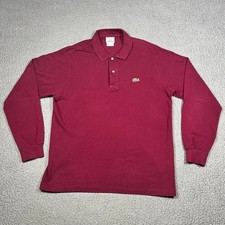 Lacoste Polo Shirt Mens 4 Long Sleeve Pique Cotton Burgundy Red Classic Casual picture