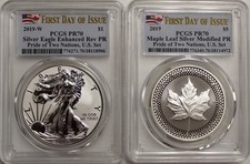 2019 Pride of Two Nations Silver Eagle and Maple Leaf 2 Coin Set  PCGS PR70 FDOI picture