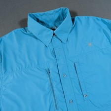 Ariat Tek Button Down Shirt Mens Large Blue Short Sleeve Heat Series Vented picture