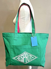 ESPRIT Throw-back 90's Style Kelly Green Canvas Logo Tote Authentic SEE DESC picture