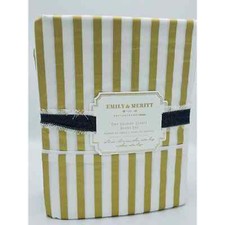 PBTeen Pottery Barn Teen Emily & Meritt Gold Skinny stripe Organic Twin/Twin XL picture