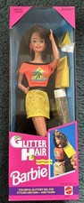 Vintage Mattel Glitter Hair Barbie Doll w/ Brunette Hair NRFB 1993 picture