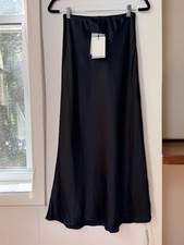 NWT Reformation Layla Silk Skirt Black 6 picture