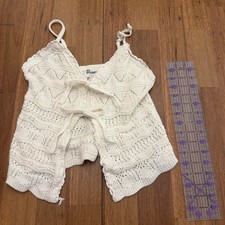 No Boundaries Winter White Crochet Double Tie Front Cami Top Medium picture