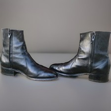 Vintage Florsheim Black Leather Side Zip Beatle Boots Men’s 9D picture