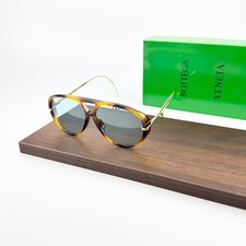 Bottega Veneta BV1273S Sunglasses Havana Gold Blue Lenses New w/ Box picture