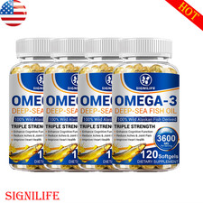 3x Strength EPA & DHA Omega 3 Fish Oil 3600mg, Highest Potency, 4 × 120 Softgels picture