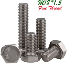 M18 1.5 Fine Thread 304 Stainless Steel Full Thread Hex Head Bolts Screws DIN933 picture