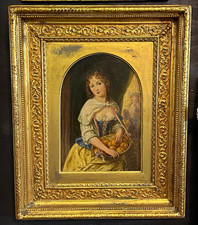 1861 Joseph Bouvier Original Oil Painting Portrait of Woman picture