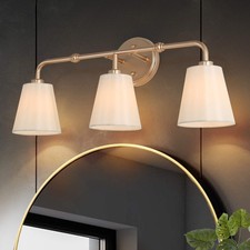 Uolfin Modern 3- Light Fabric Capene 3-Light Gold Bathroom Vanity Light #A04167 picture