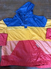 RARE Vintage DUNLOP 3 Snap Button Windbreaker Mens Size L with Hood picture