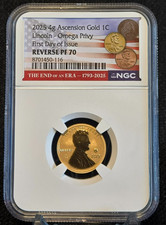 2025 4g Ascension Lincoln - Omega Privy First Day of Issue Gold 1C Rev PF 70 picture
