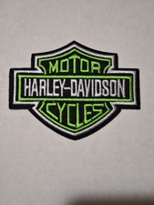 Embroidered Harley-Davidson Shield Iron On Patch Green and White picture