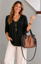 Fossil 1954 Brown Colorblock Leather Tote Shoulder Bag Convertible Crossbody picture