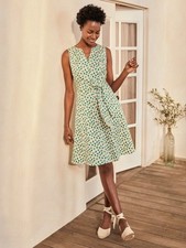 Boden Mischa Ivory, Citrus Fruit Cotton Belted Dress - Sz 16 picture