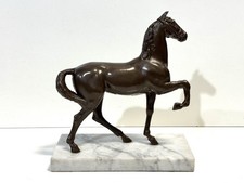 Vintage Bronze Tone Horse Statue Sculpture On Marble Base picture