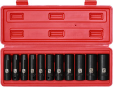 11PCS 1/2 inch Drive Deep Impact Socket Set, 6-Point, CR-V, 3/8
