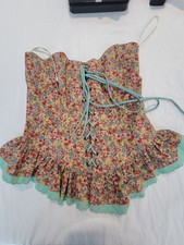 Vtg Betsey Johnson Ditsy Floral Corset Top Lace Up Peplum Y2K Coquette Size 10 picture