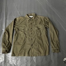 Urban Research Shacket Military Jacket Button Front Long Sleeve Plain M Green picture