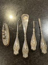 Antique E&J Bass Sterling Silver Handles Vanity Items Buffer Button Hook Etc picture