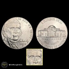 2019-P 5C Jefferson Nickel No Eyes Missing Eyes  Over Polished Die Mint Error picture