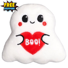 Way To Celebrate Halloween Mini Ghost Plush Red White Boo Heart 3.3