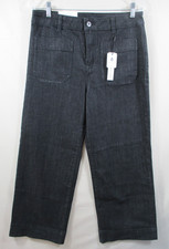 -NWT Sanctuary Marine Crop Standard Rise Wide Leg Women's Jeans Black Sz 30 picture