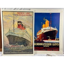 Vintage Ocean Liner Poster Set SS Paris Norddeutscher Lloyd Bremen Art Deco picture