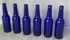 6 COBALT BLUE BEER BOTTLES BREWING Vases Flowers Crafts Wedding Herbs Wind Chime picture