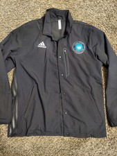 Charlotte FC MLS Soccer Adidas Button Up Jacket Mens Medium Used Gray picture