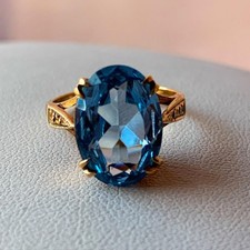 Oval Cut Blue Spinel Ring 925 Sterling Silver Unique Spinel Ring. picture