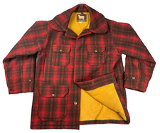 Vtg 50s Woolrich 503 Mackinaw Buffalo Plaid Wool Hunting Jacket Coat Mens 44 picture