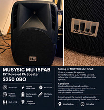 MUSYSIC MU-15PAB 15’’ NEED GONE SOON picture