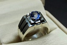 Natural Certified Ceylon 2 Carat Blue Sapphire Sterling Silver 925 Handmade Ring picture