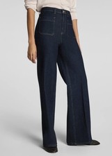 SPANX Jean-ish Wide-Leg Dark Wash Blue High Rise Stretch 5-Pocket XS picture