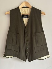 Vintage West Of England Strachan & Co Doeskin Wool Waistcoat Vest Olive Green 42 picture