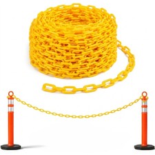 120/240 FT Plastic Chain Links Safety Barrier Chains Rustproof with 25/50 Hooks picture