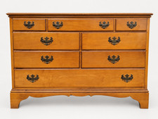 Vintage Wood 8-Drawer Chest of Drawers Colonial Style Ornate Hardware picture