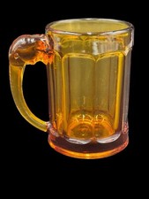 Vintage Heisey by Imperial Amber Elephant Handle Mug Glass Rare 5