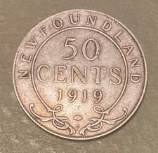 1919 C Newfoundland 50C Fifty Cents .925 Silver Coin picture