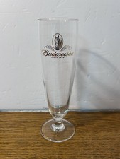Vintage Budweiser Clydesdale Beer Pilsner Glass Footed Flute Gold Rim 8