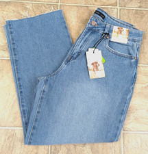 Sincerely Jules sz 7/28 Jeans Mom Stovepipe denim blue raw hem high rise 1174 picture