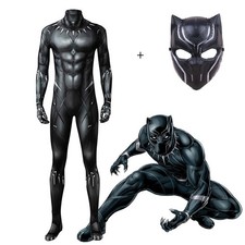 Black Panther Avengers Jumpsuit + Mask Set For Kids Adult Costume Cosplay Outfit picture