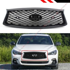 JDM Gloss Black Front Upper Grille Grill For 2018-2024 Infiniti Q50 With Sensors picture