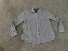 Talbots Button Up Shirt Womens PM Blue Check Collared Long Sleeve Cotton Top picture