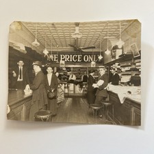 c1910 Found Photo Fabric Store Dry Goods Store Interior ‘One Price Only’ picture