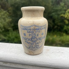 Vintage Stoneware Cream Jar Carricks Cumberland Dairy Co Ltd. Carlisle England picture
