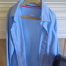 French Toast Boys Uniform Long Sleeve Button-Down Shirt Solid Blue Size 14 picture